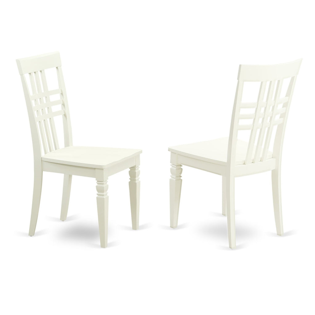 East West Furniture ANLG5-LWH-W 5 Piece Dining Table Set for 4 Includes a Round Kitchen Table with Pedestal and 4 Kitchen Dining Chairs, 36x36 Inch, Linen White