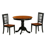 East West Furniture ANNI3-BLK-W 3 Piece Modern Dining Table Set Contains a Round Kitchen Table with Pedestal and 2 Dining Room Chairs, 36x36 Inch, Black & Cherry