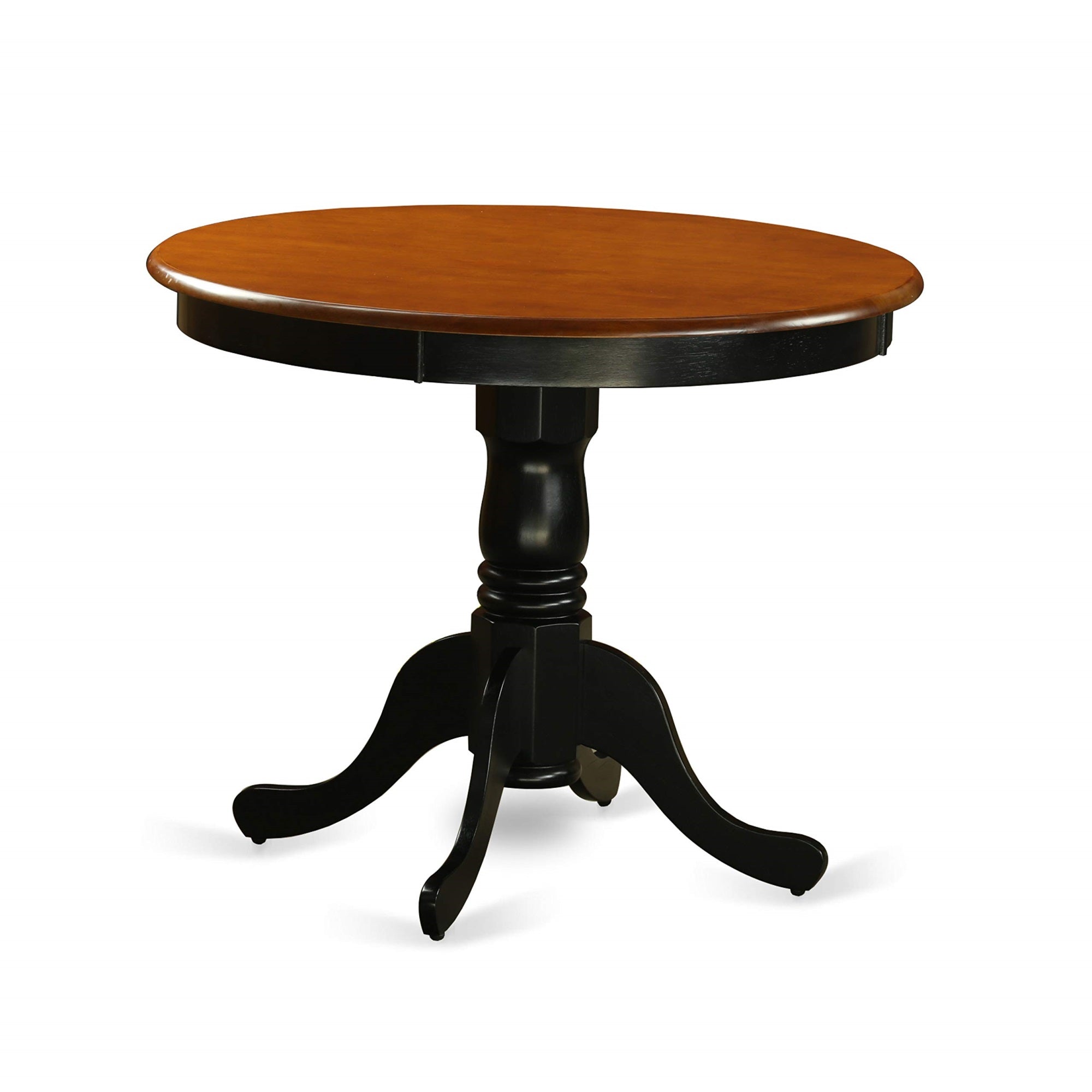 East West Furniture ANNI5-BLK-W 5 Piece Dining Table Set for 4 Includes a Round Kitchen Table with Pedestal and 4 Kitchen Dining Chairs, 36x36 Inch, Black & Cherry