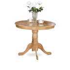 East West Furniture ANNO3-OAK-C 3 Piece Kitchen Table Set for Small Spaces Contains a Round Dining Room Table with Pedestal and 2 Linen Fabric Upholstered Chairs, 36x36 Inch, Oak