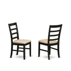 East West Furniture ANPF5-BLK-C 5 Piece Kitchen Table & Chairs Set Includes a Round Dining Room Table with Pedestal and 4 Linen Fabric Upholstered Chairs, 36x36 Inch, Black & Cherry
