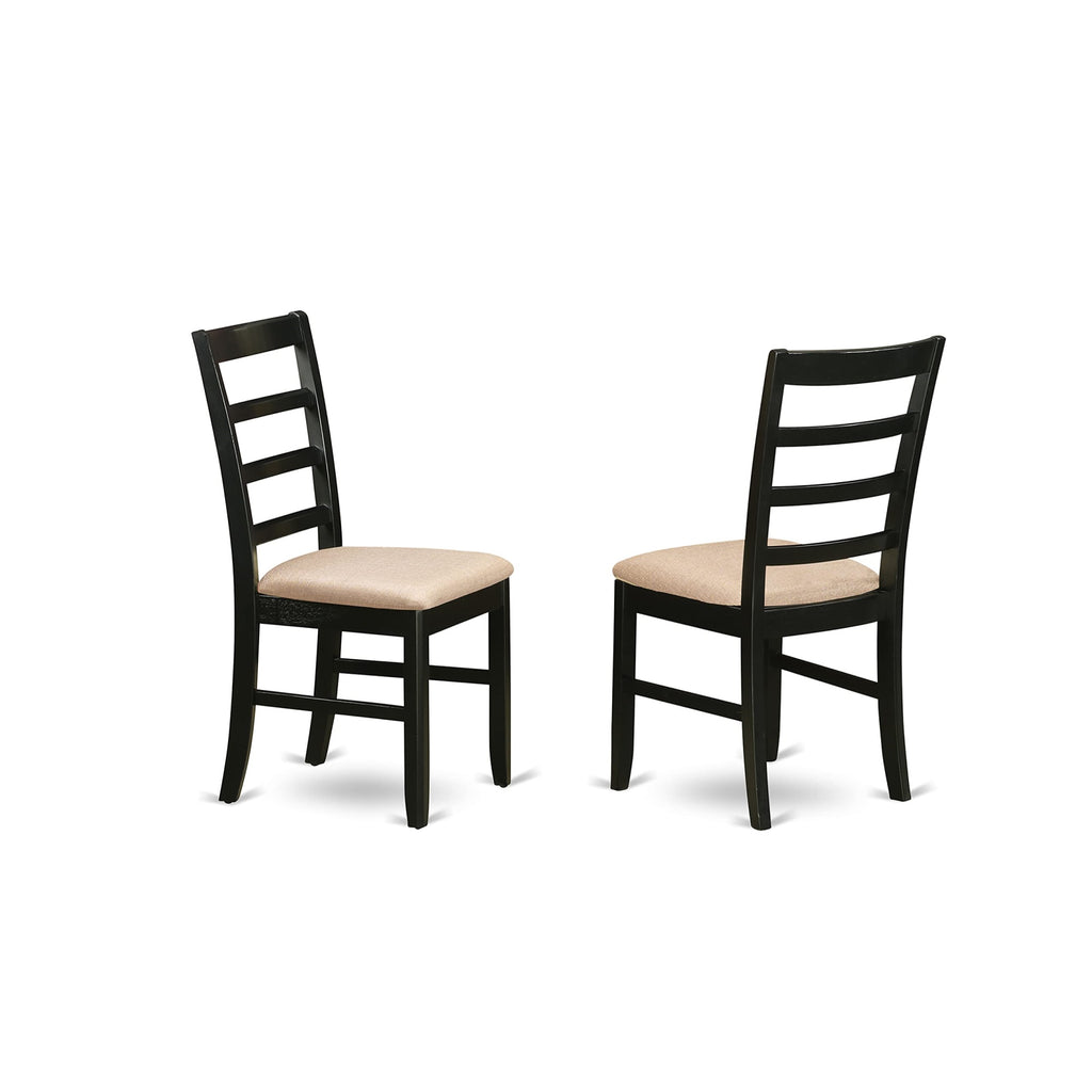 East West Furniture ANPF5-CAP-C 5 Piece Dining Set Includes a Round Kitchen Table with Pedestal and 4 Linen Fabric Upholstered Dining Chairs, 36x36 Inch, Cappuccino