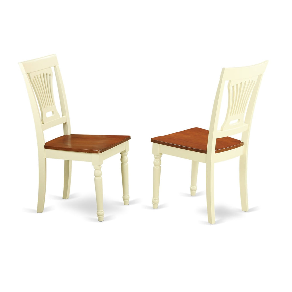 East West Furniture ANPL5-WHI-W 5 Piece Dinette Set for 4 Includes a Round Kitchen Table with Pedestal and 4 Kitchen Dining Chairs, 36x36 Inch, Buttermilk & Cherry