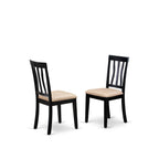 East West Furniture ANTI5-BLK-C 5 Piece Dining Table Set for 4 Includes a Round Kitchen Table with Pedestal and 4 Linen Fabric Kitchen Dining Chairs, 36x36 Inch, Black & Cherry