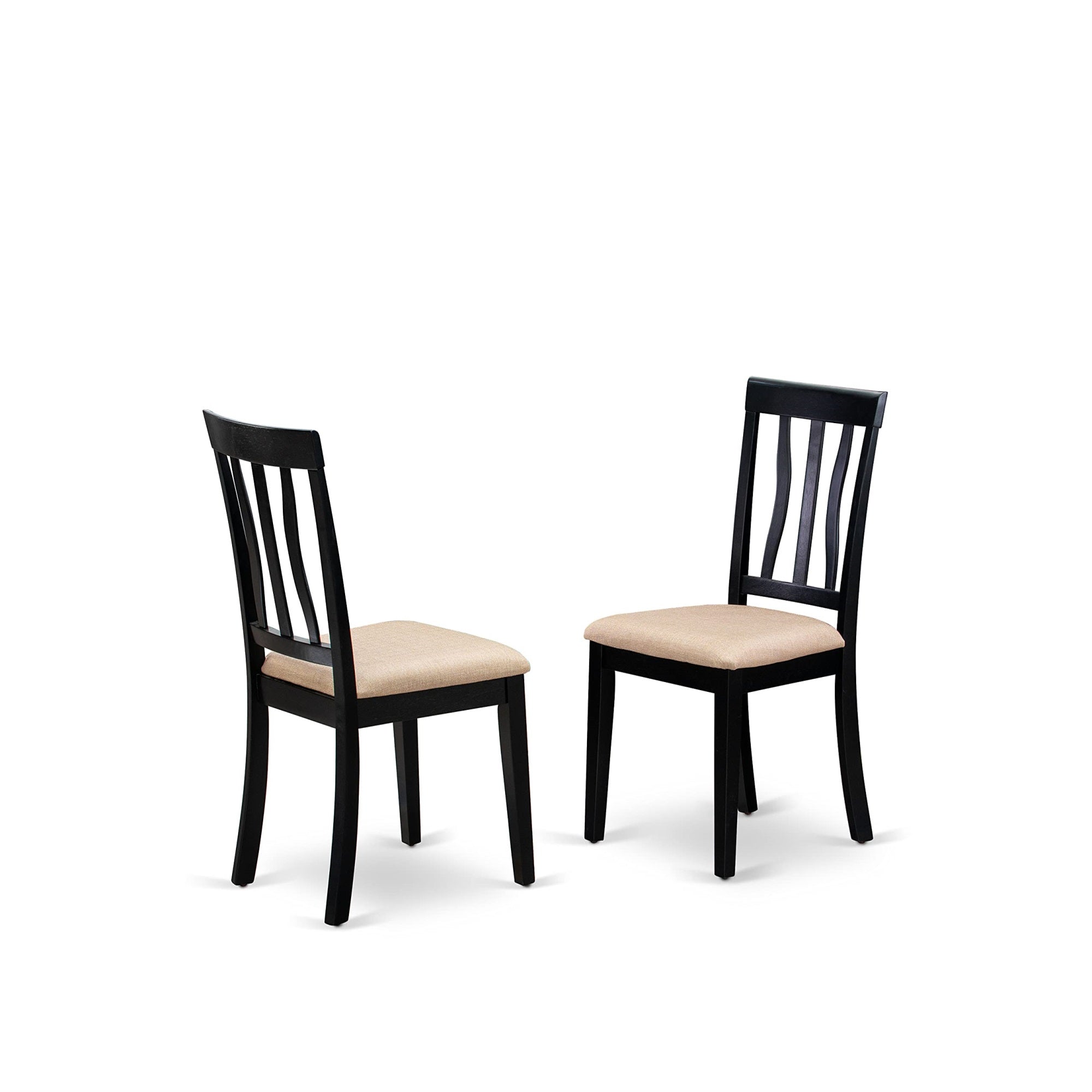 East West Furniture ANTI5-BLK-C 5 Piece Dining Table Set for 4 Includes a Round Kitchen Table with Pedestal and 4 Linen Fabric Kitchen Dining Chairs, 36x36 Inch, Black & Cherry