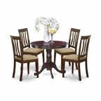 East West Furniture ANTI5-CAP-C 5 Piece Kitchen Table & Chairs Set Includes a Round Dining Room Table with Pedestal and 4 Linen Fabric Upholstered Dining Chairs, 36x36 Inch, Cappuccino