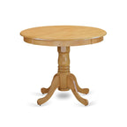East West Furniture ANVA3-OAK-C 3 Piece Kitchen Table Set for Small Spaces Contains a Round Dining Room Table with Pedestal and 2 Linen Fabric Upholstered Chairs, 36x36 Inch, Oak