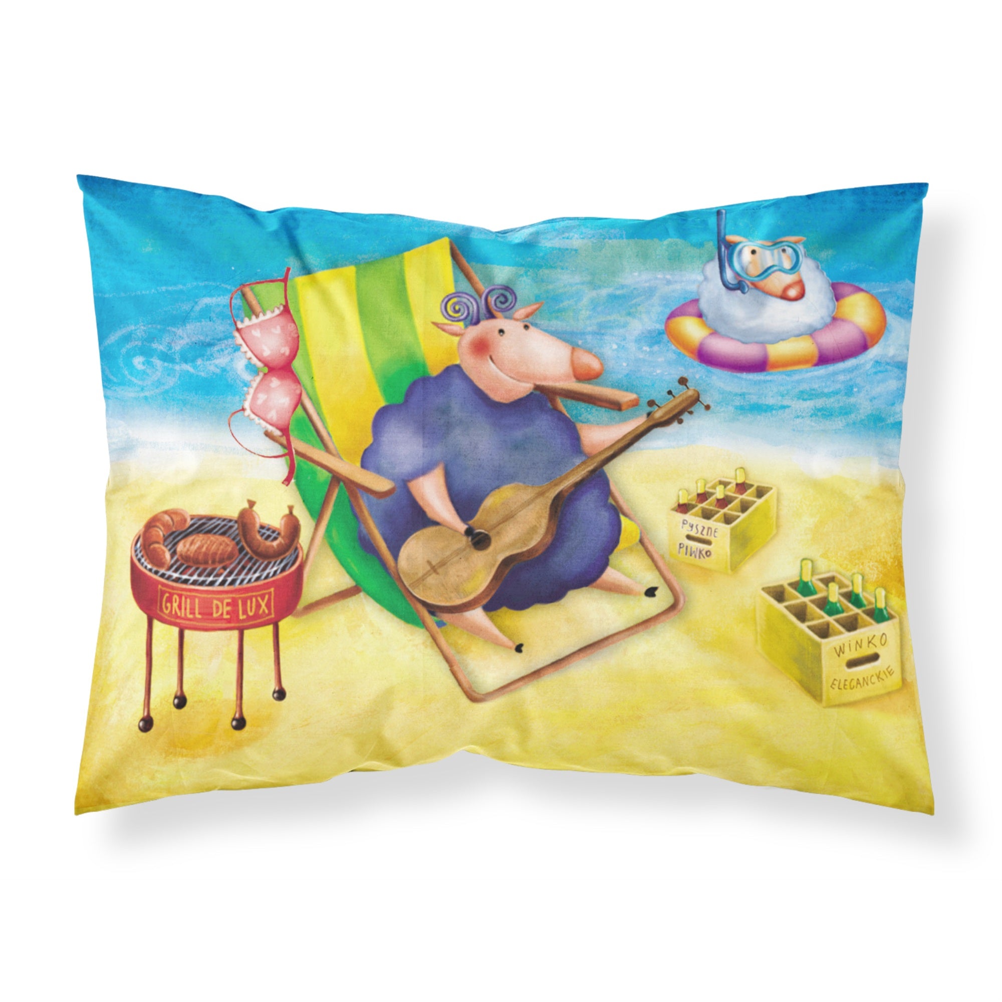 'Caroline'S Treasures Pig Sunbathing On The Beach Fabric Standard Pillowcase Aph0079Pillowcase, Multicolor'