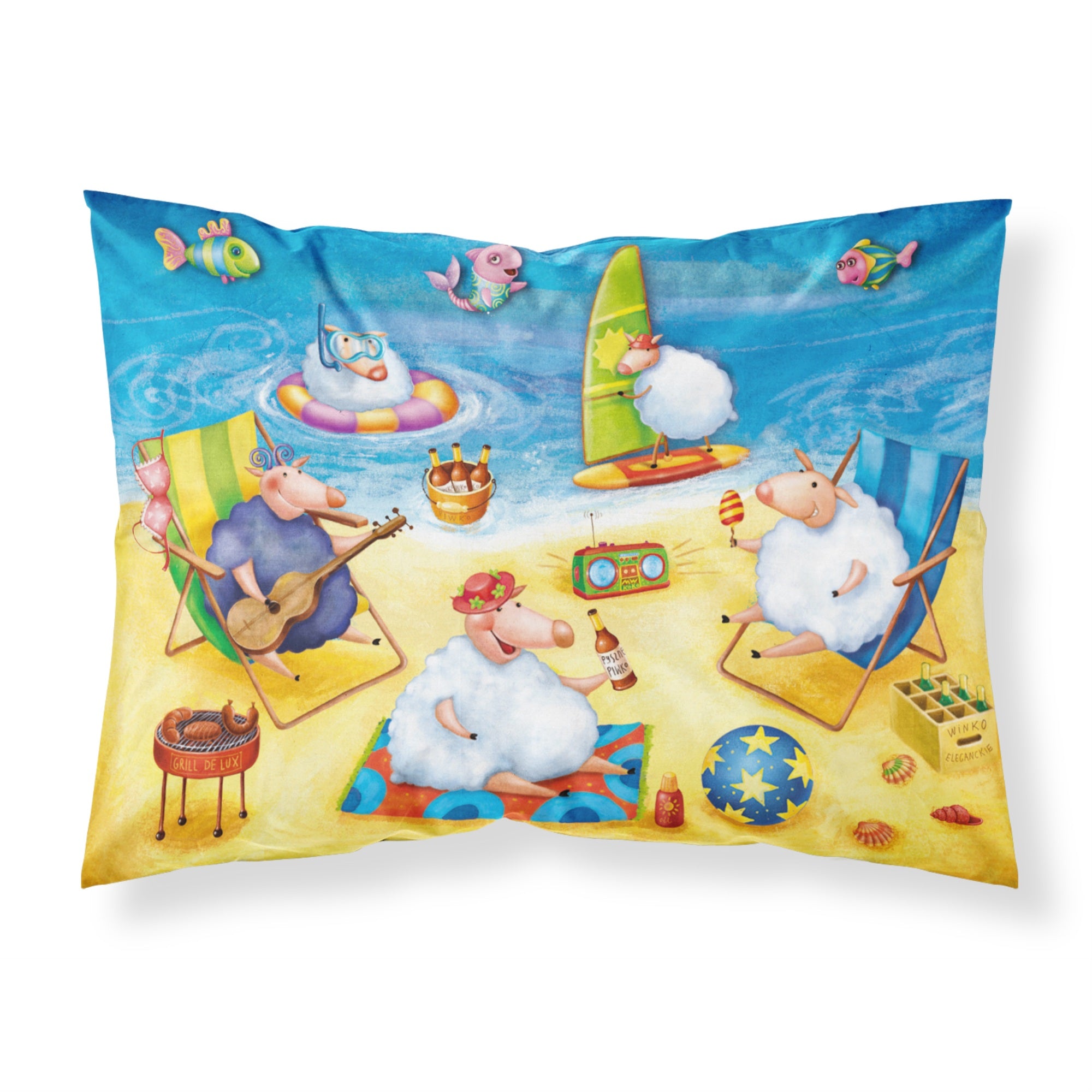 'Caroline'S Treasures Party Pigs On The Beach Fabric Standard Pillowcase Aph0081Pillowcase, Multicolor'
