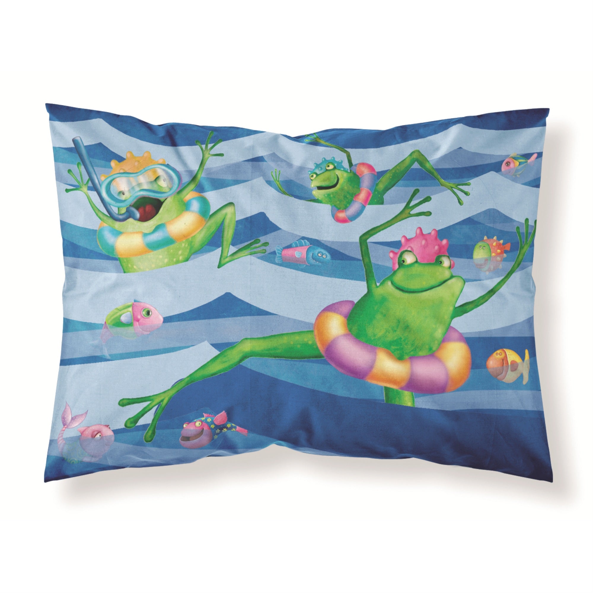 'Caroline'S Treasures Frogs Swimming Fabric Standard Pillowcase Aph0089Pillowcase, Multicolor'