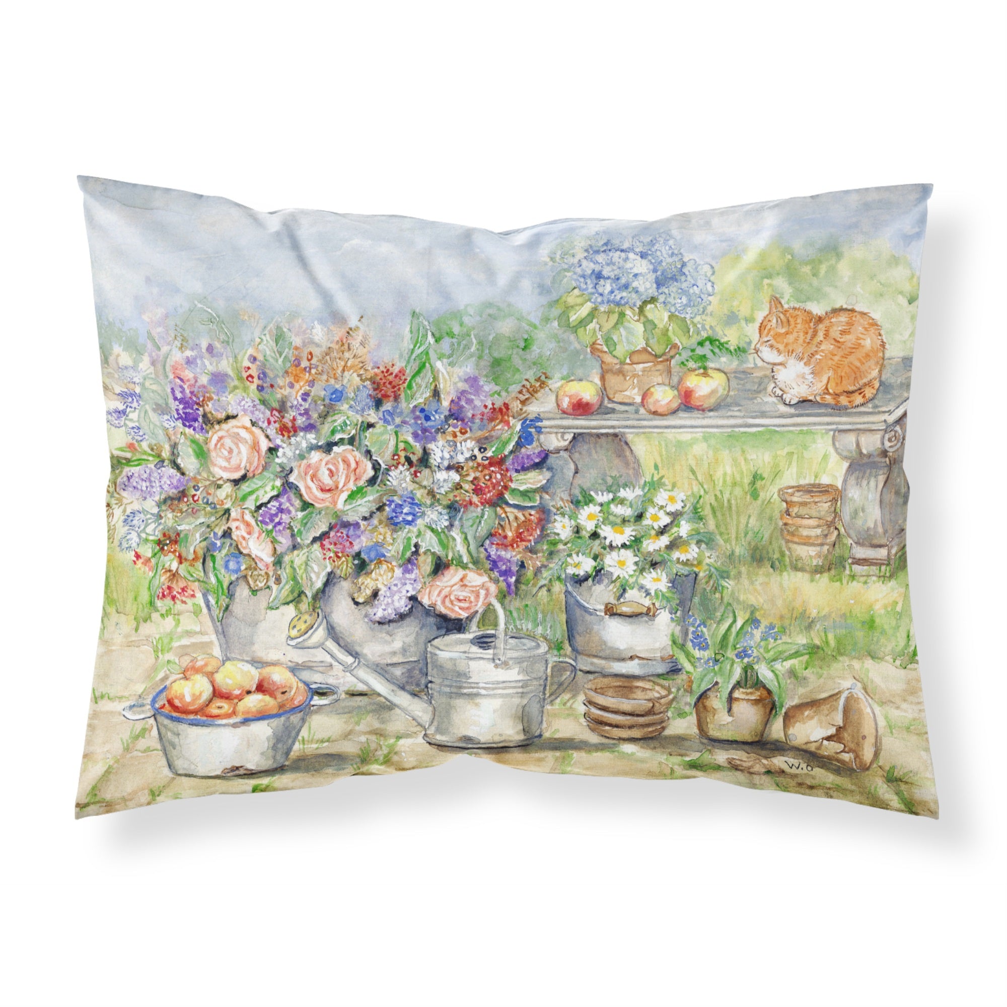'Caroline'S Treasures Patio Bouquet And Cat Fabric Standard Pillowcase Aph3567Pillowcase, Multicolor'