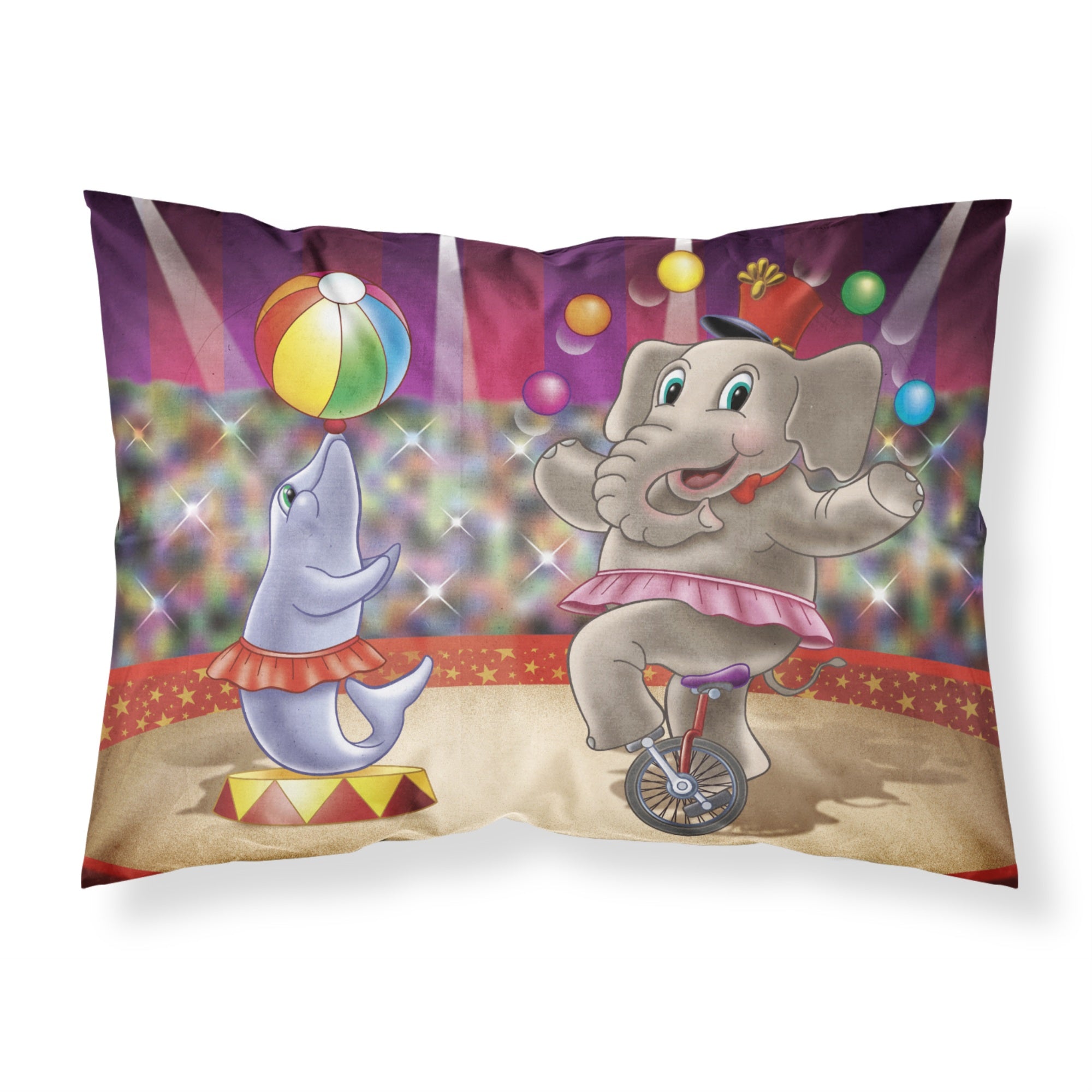 'Caroline'S Treasures Circus Elephand And Dolphin Fabric Standard Pillowcase Aph3816Pillowcase, Multicolor'