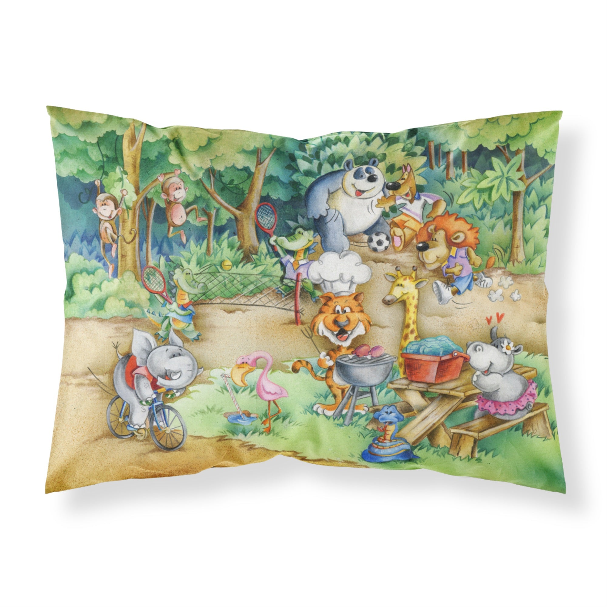 'Caroline'S Treasures Animals At A Picnic Fabric Standard Pillowcase Aph6821Pillowcase, Multicolor'