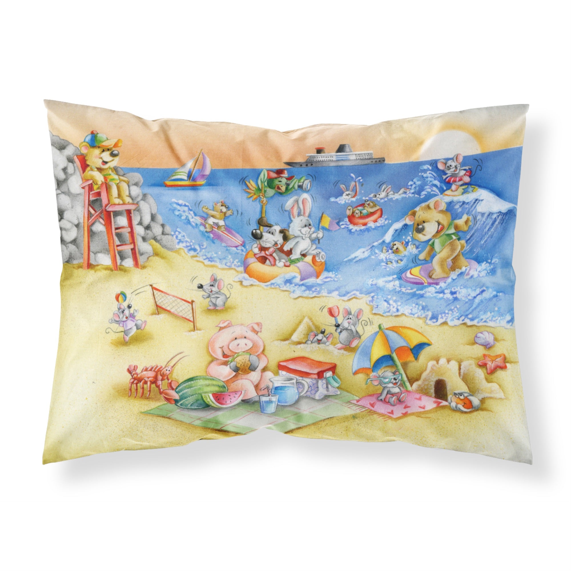 'Caroline'S Treasures Animals Swimming At The Beach Fabric Standard Pillowcase Aph6822Pillowcase, Multicolor'