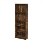 71-inch Tall 5-Shelf Bookcase in Medium Brown Wood Finish