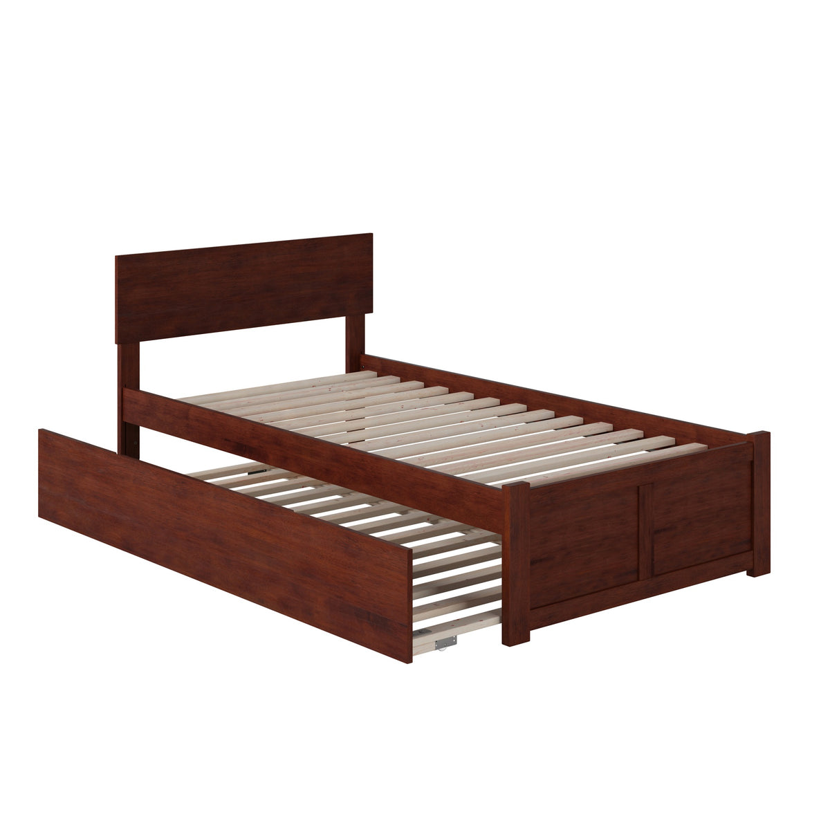 Orlando Twin Xl Platform Bed With Footboard & Twin Xl Trundle In Walnut