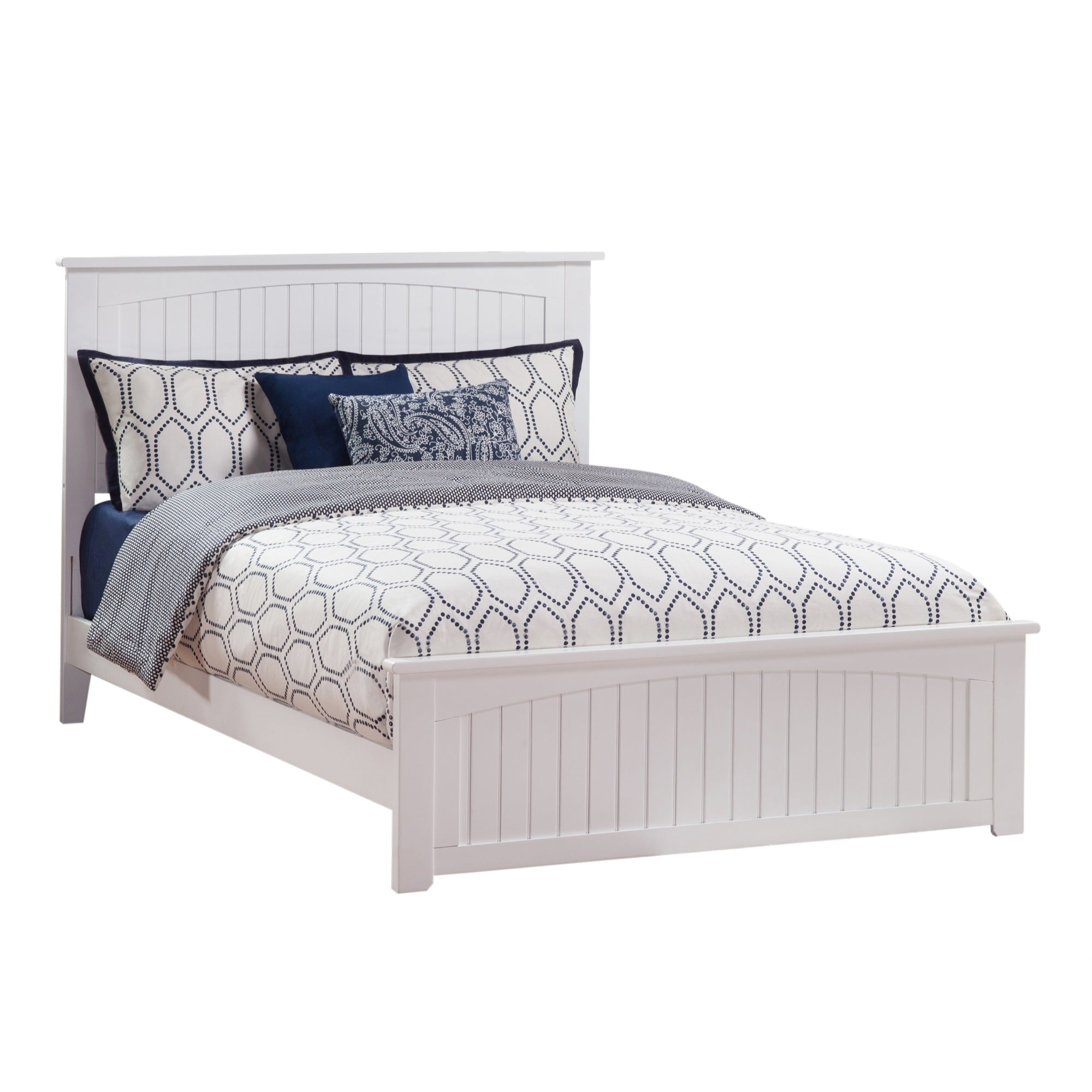 Nantucket Queen Low Profile Platform Bed with Matching Footboard in White