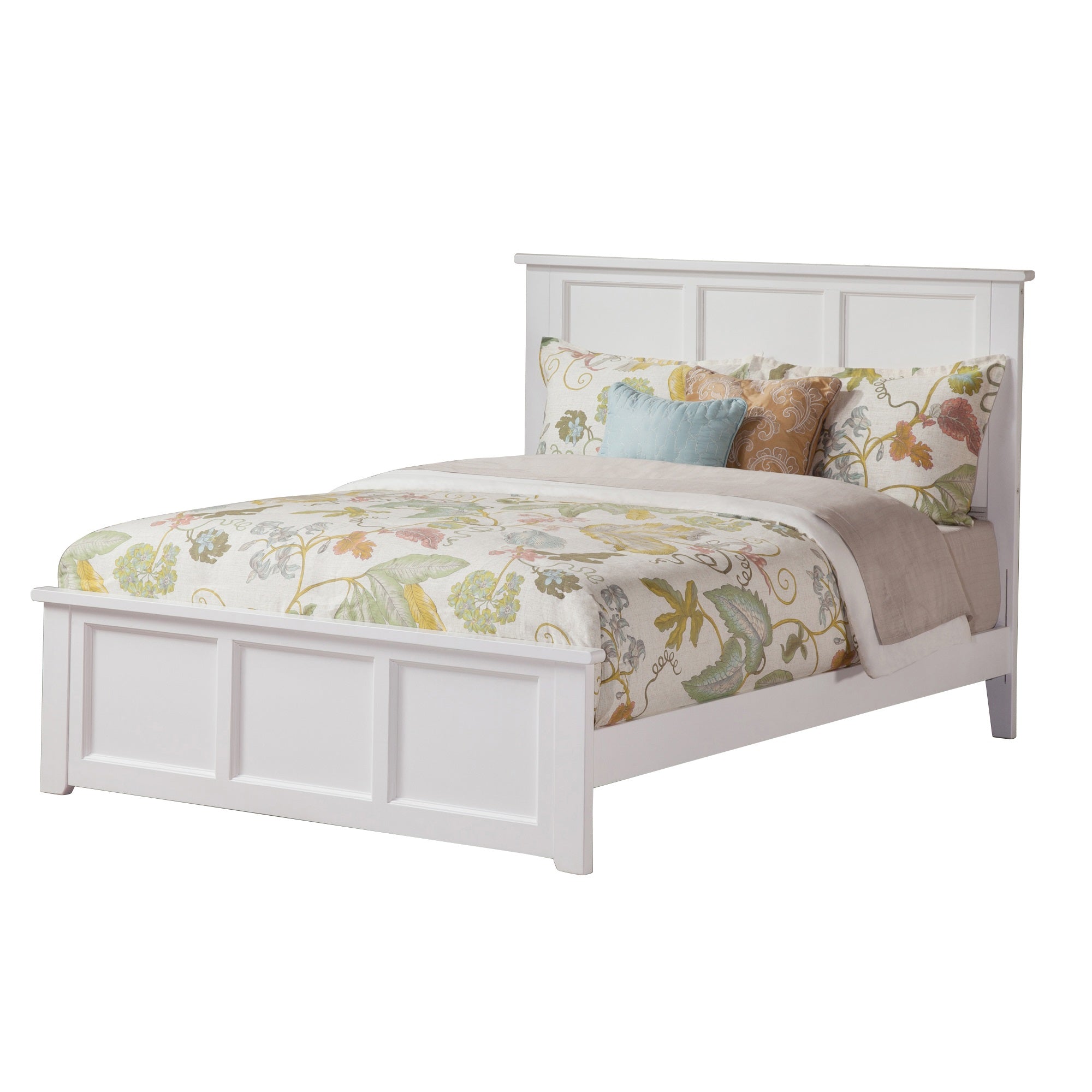 Madison Queen Low Profile Platform Bed with Matching Footboard in White
