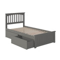 Mission Twin Xl Platform Bed With Matching Foot Board With 2 Urban Bed Drawers In Grey