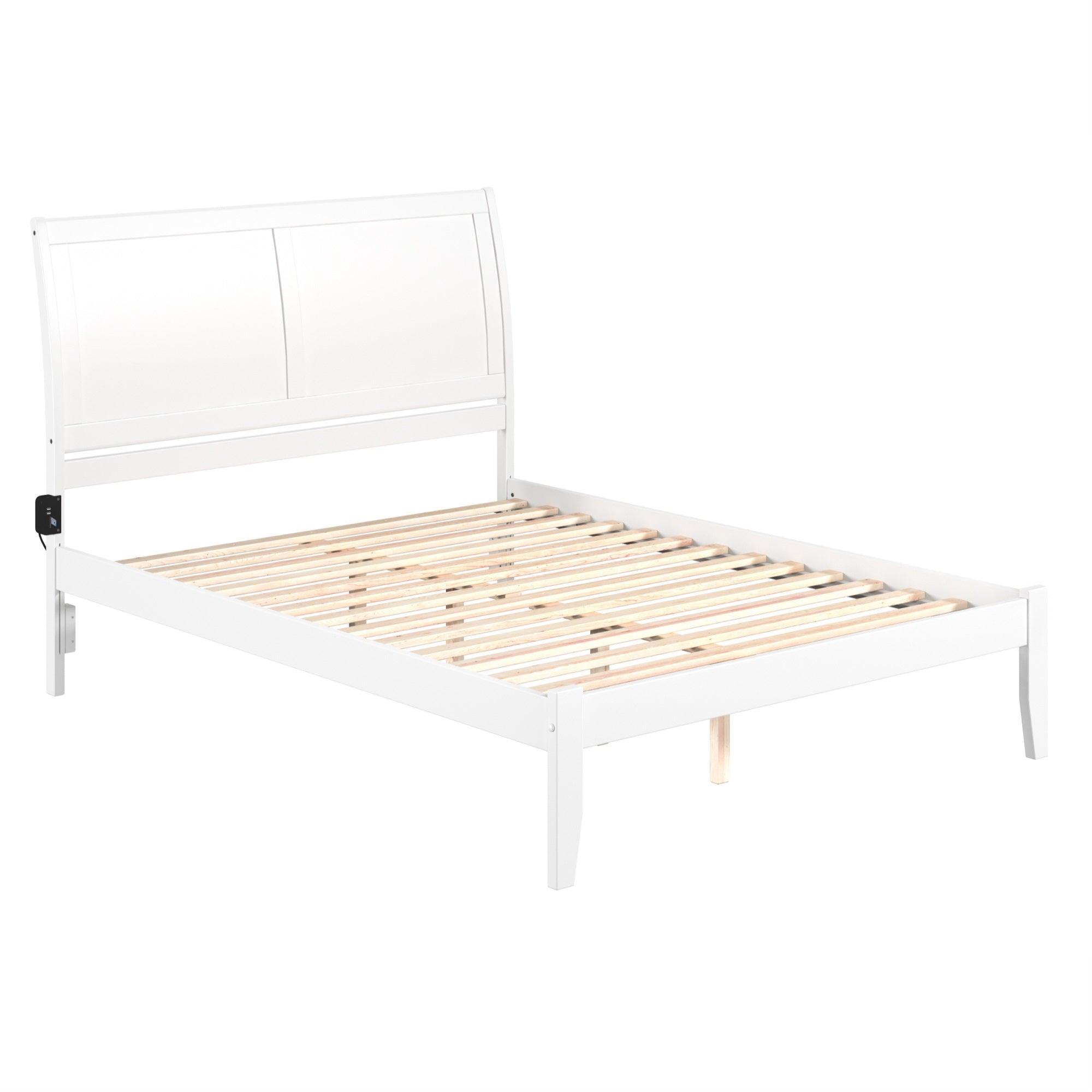 AFI Portland Queen Size Platform Bed with Charging Station in White