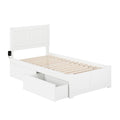 AFI Canyon Twin Wood Storage Platform Bed with Footboard & 2 Drawers in White