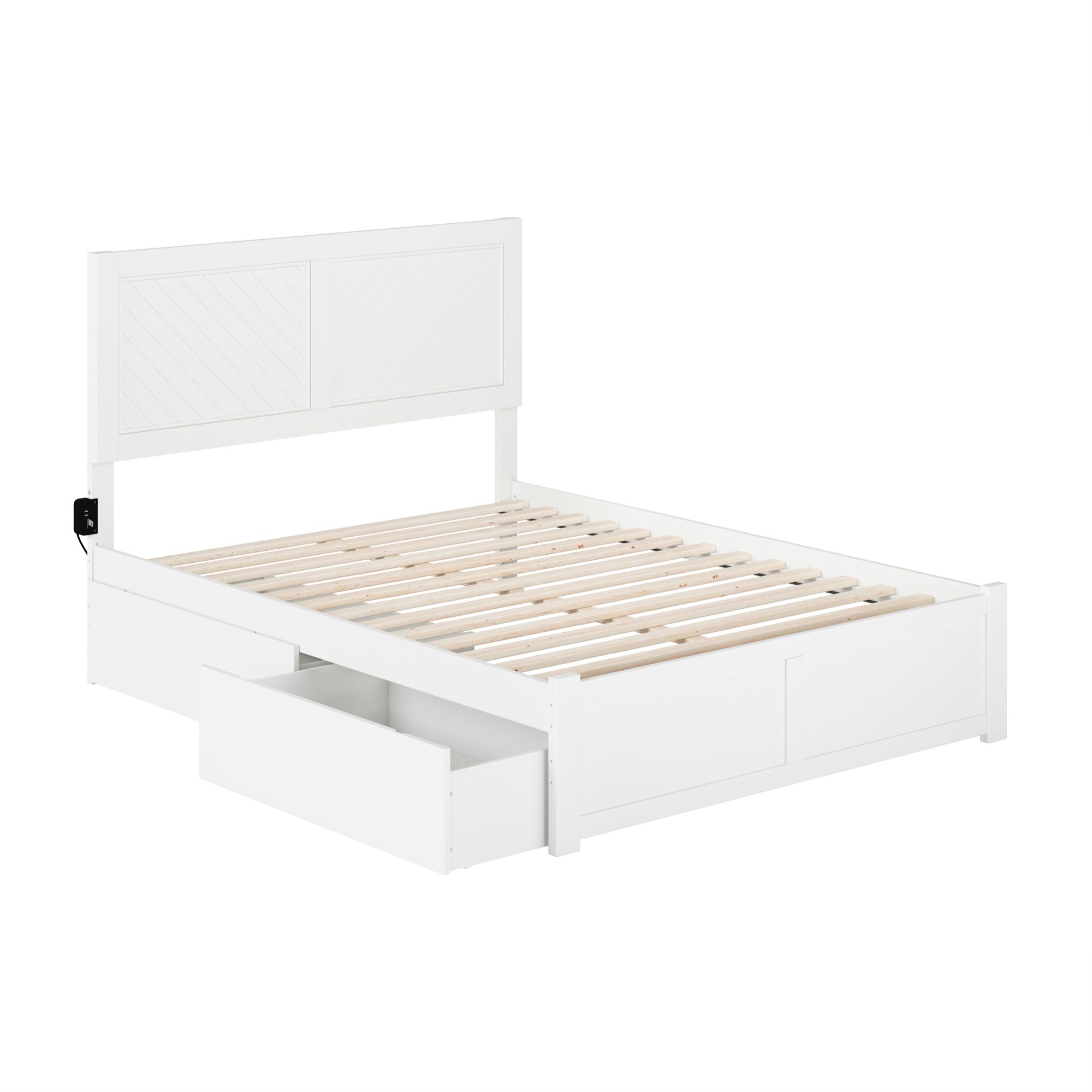 AFI Canyon Full Wood Platform Bed with Footboard & 2 Storage Drawers in White