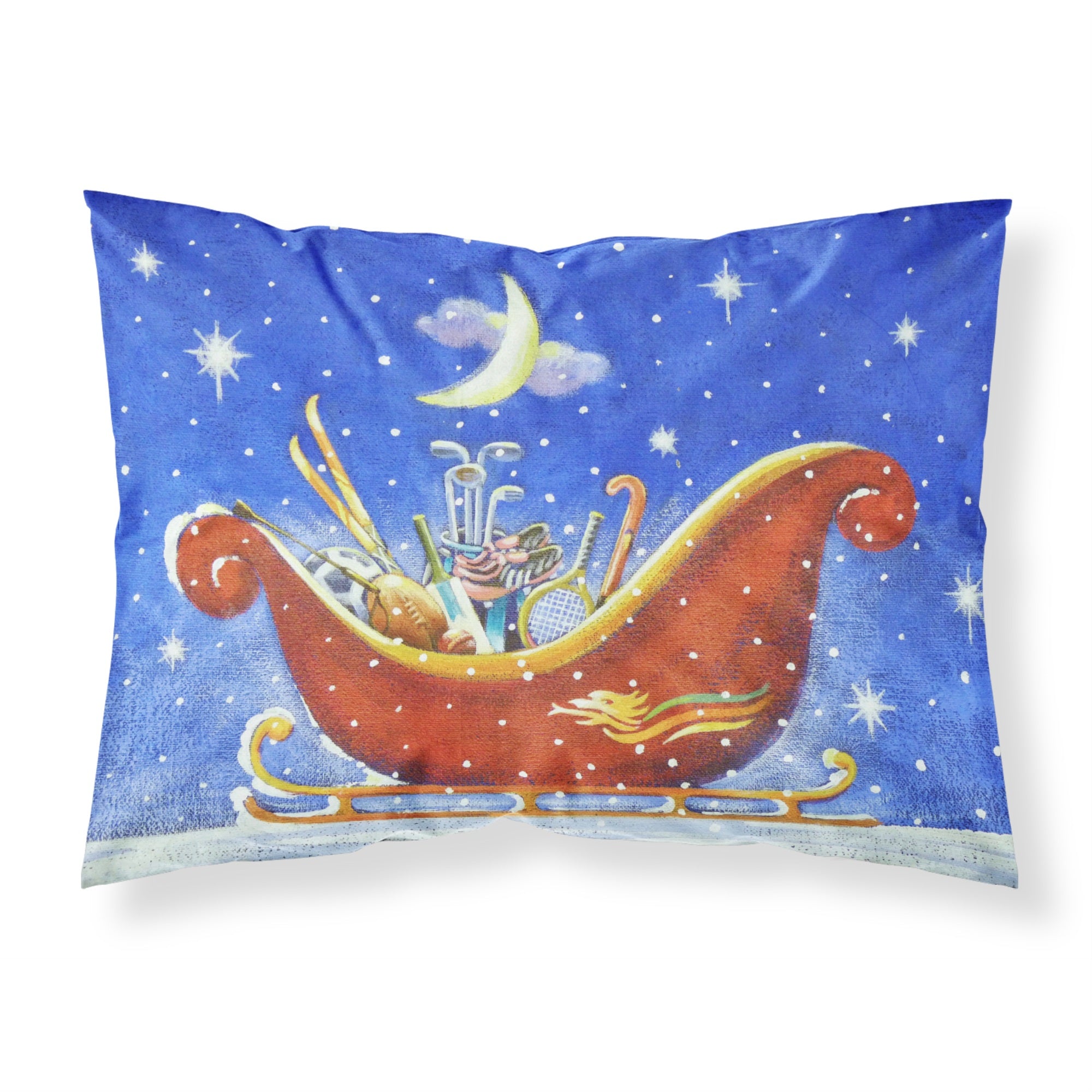 'Caroline'S Treasures Christmas Santa'S Sleigh By Roy Avis Fabric Standard Pillowcase Ara0143Pillowcase, Multicolor'