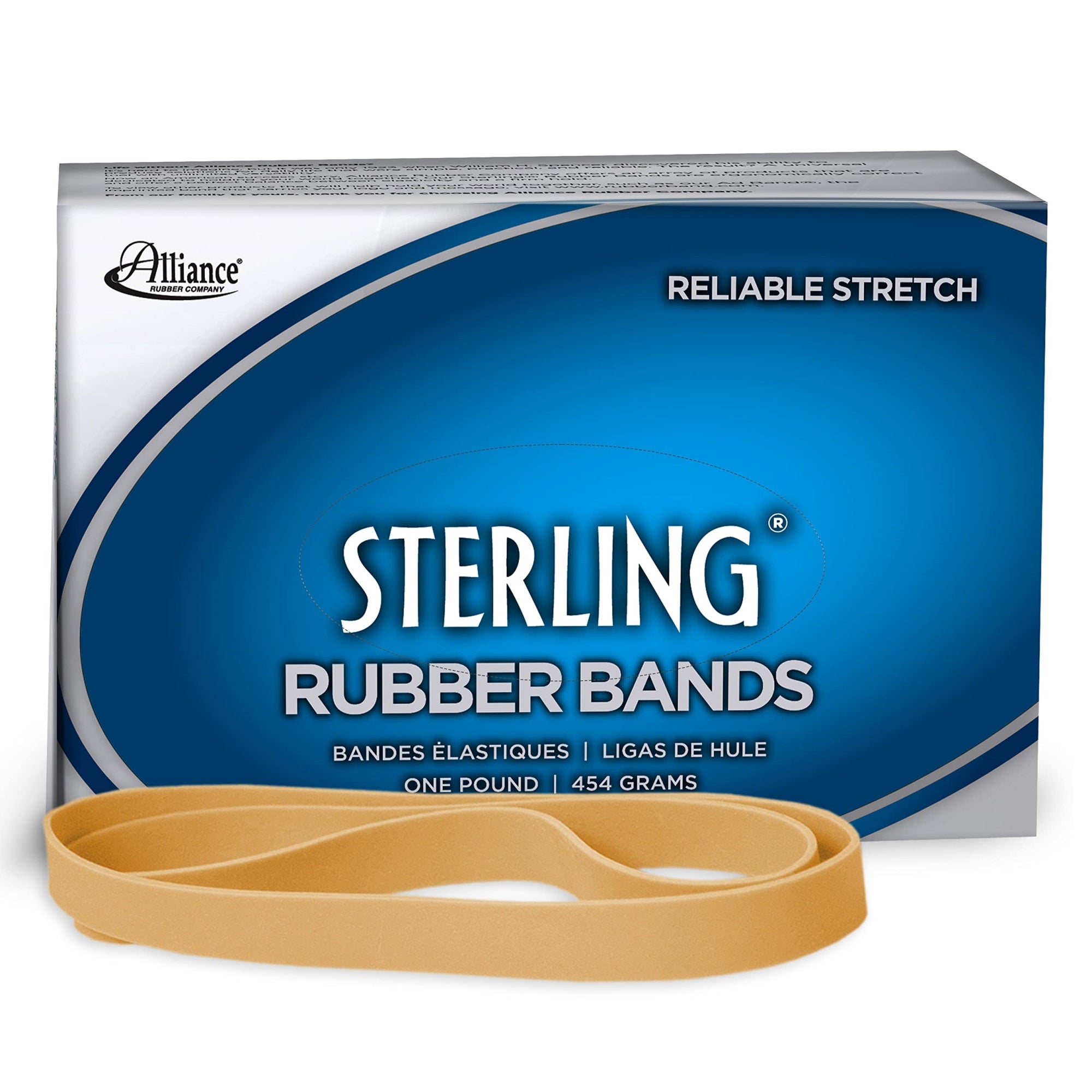 Alliance Rubber 25075 Sterling Rubber Bands Size #107  1 lb Box Contains Approx. 50 Bands (7 x 5/8  Natural Crepe)   Beige