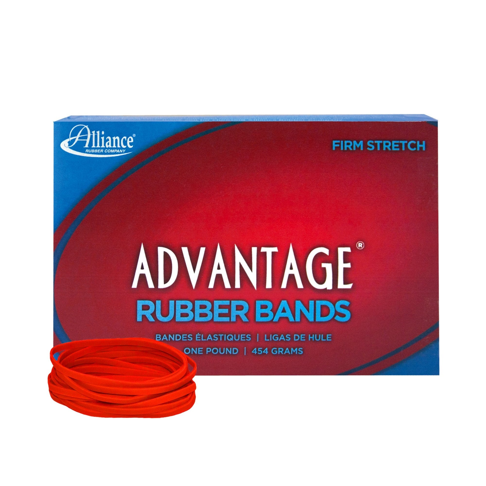 Alliance Rubber 96335 Advantage Rubber Bands Size #33  1 lb Box Contains Approx. 600 Bands (3 1/2 x 1/8  Red)