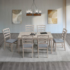 ACTU Farmhouse Dining Table Set with Upholstered Chairs for 4–6