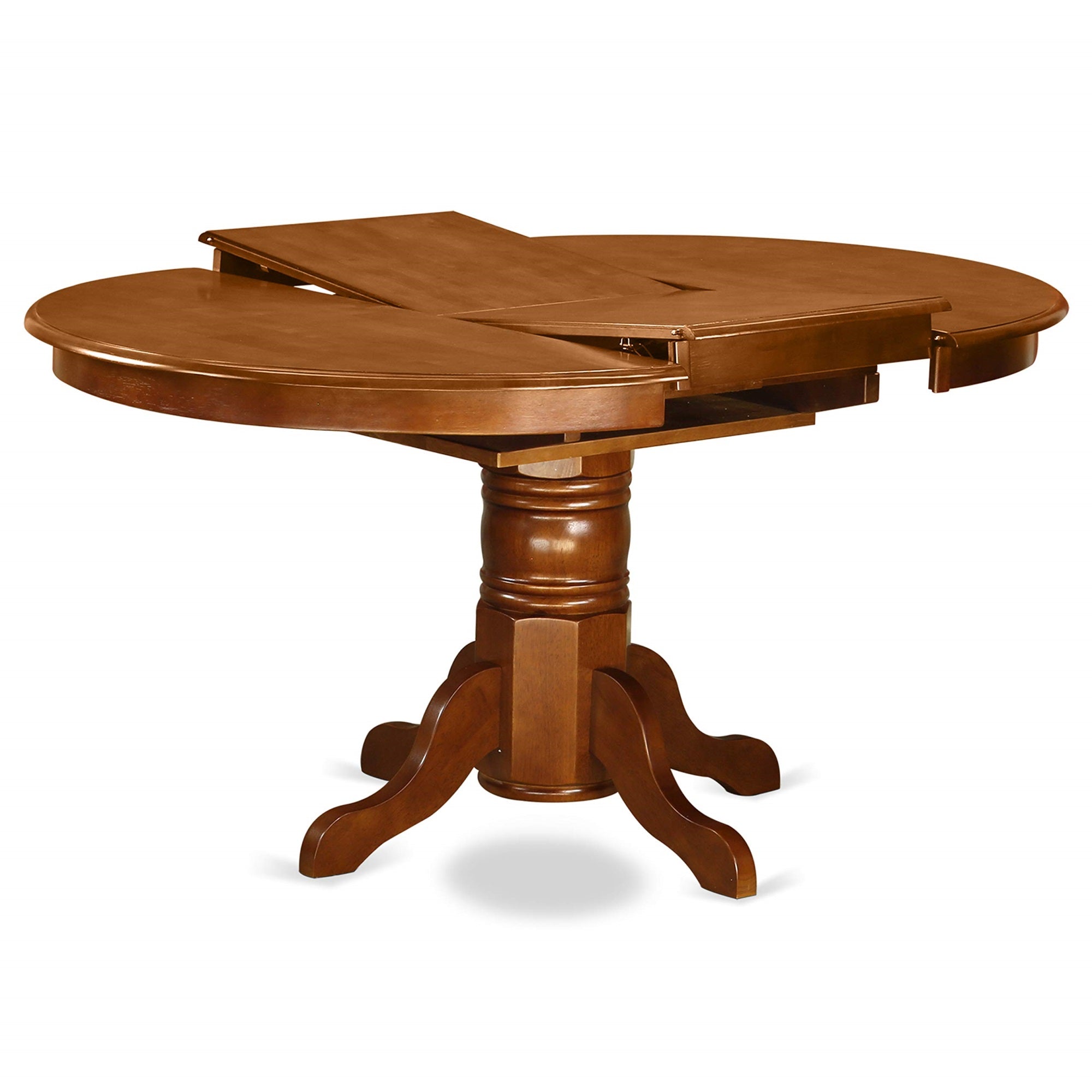 East West Furniture AVML5-SBR-W 5 Piece Dining Room Table Set Includes an Oval Kitchen Table with Butterfly Leaf and 4 Dining Chairs, 42x60 Inch, Saddle Brown