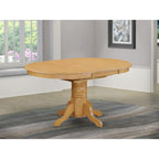 East West Furniture AVT-OAK-TP Avon Modern Kitchen Table - an Oval Dining Table Top with Butterfly Leaf & Pedestal Base, 42x60 Inch, Oak