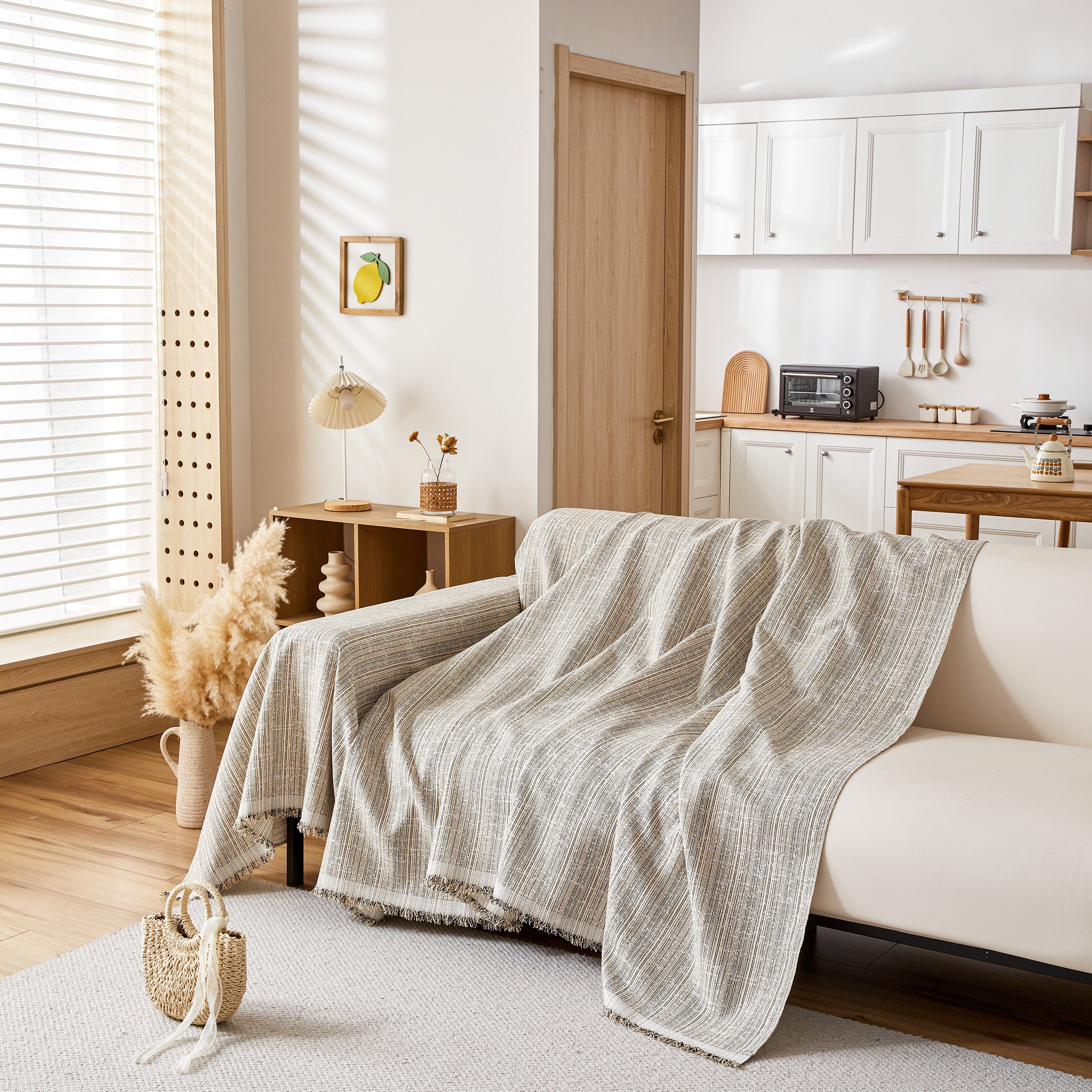 Couch Cover Blanket Couch Covers for Most Shape Sofas Washable Durable Sofa Throw Cover with Tassels