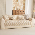 Cozy Plush Sofa Topper with Raised Wave Texture, Non-Slip Furniture Protector Cover