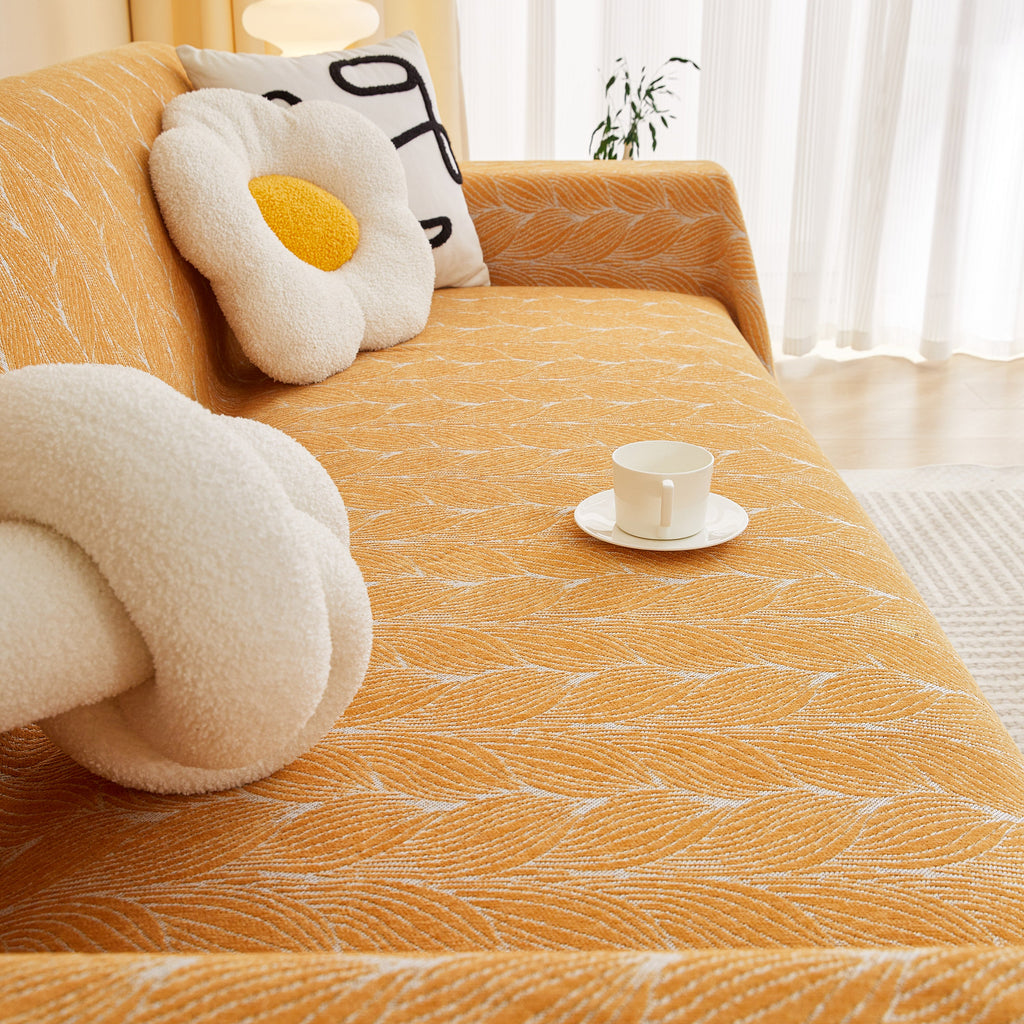 Leaf Universal Furniture Protector Chenille Couch Cover, Large Couch Cover Blanket for Couch Sofa