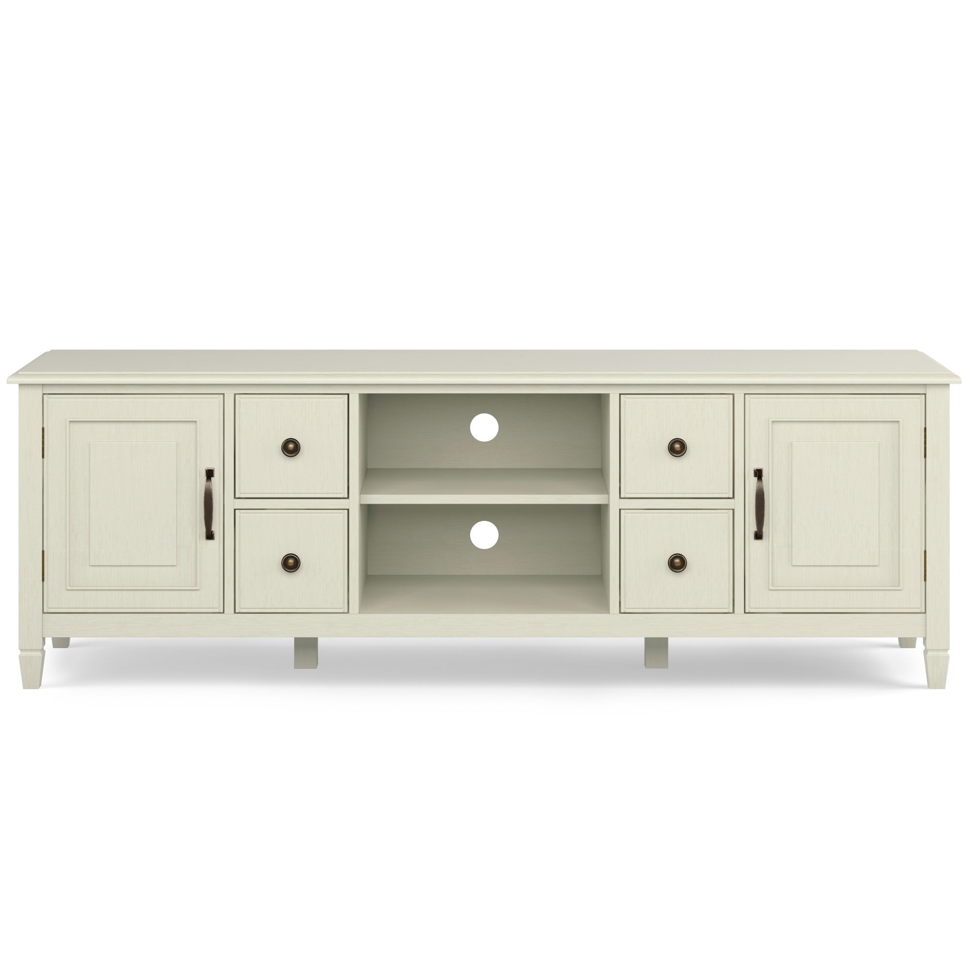 Connaught SOLID WOOD 72 inch Wide TV Stand in Antique White For TVs up to 80 inches