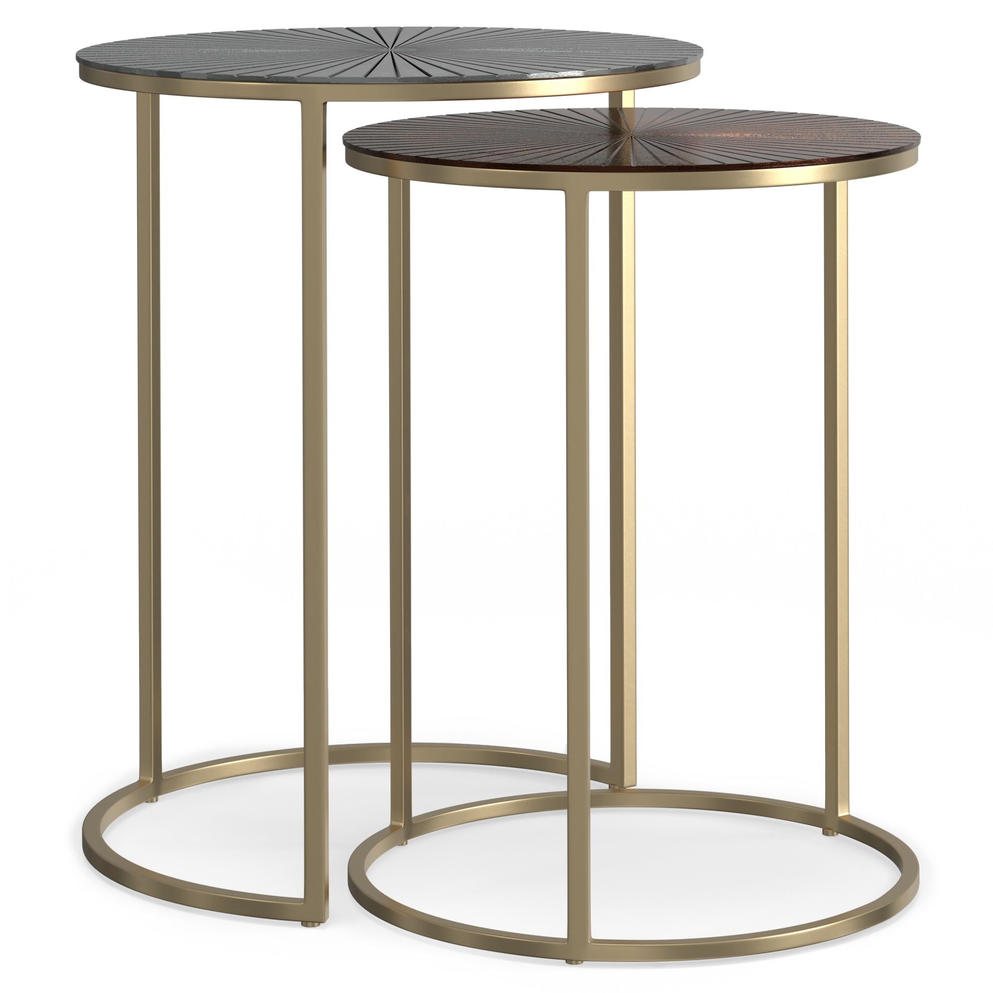 Drake 2 Pc Nesting Table in Antique Nickel, Antique Copper