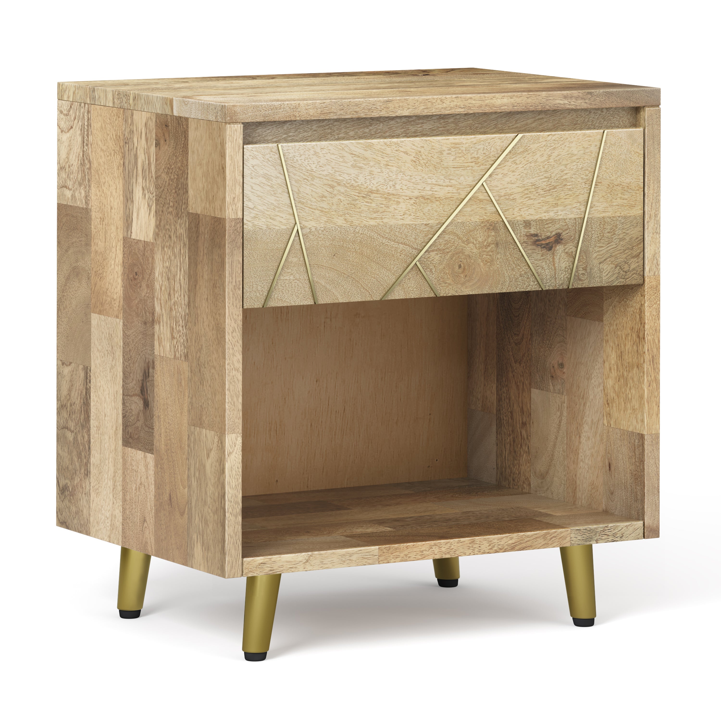 Jager SOLID MANGO WOOD 22 in Wide Bedside Nightstand Table