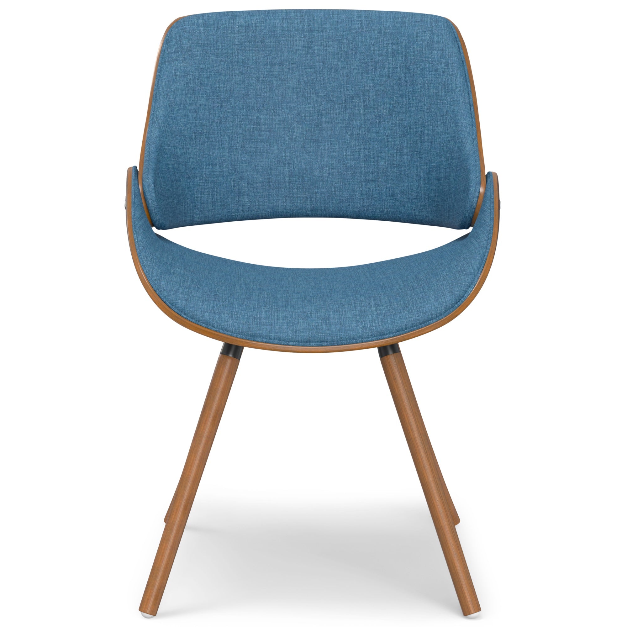 Malden Bentwood Dining Chair with Wood Back in Blue Linen Look Woven Fabric