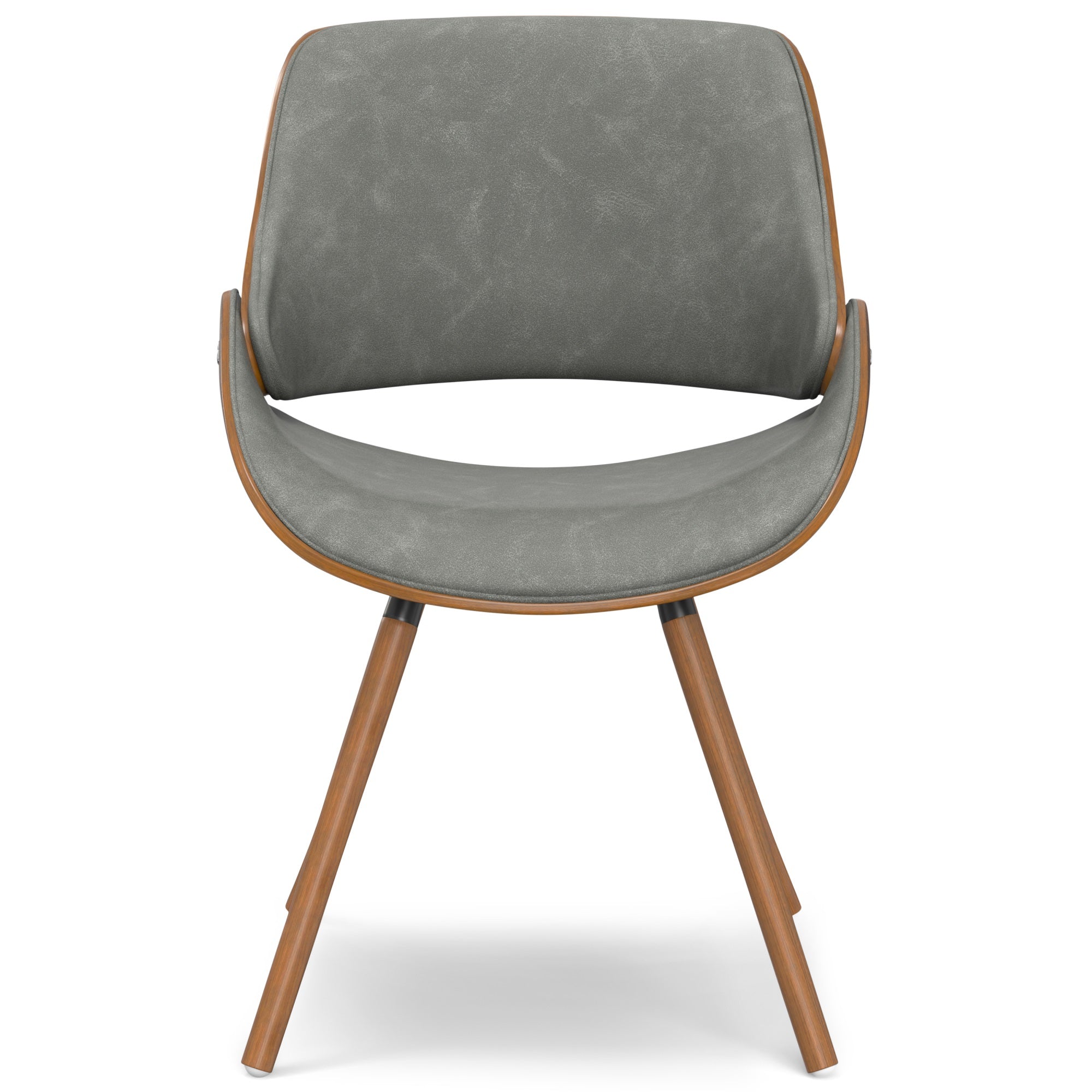 Malden Bentwood Dining Chair with Wood Back in Distressed Grey Faux Leather