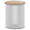 Demy Metal and Wood Accent Table in Natural, White