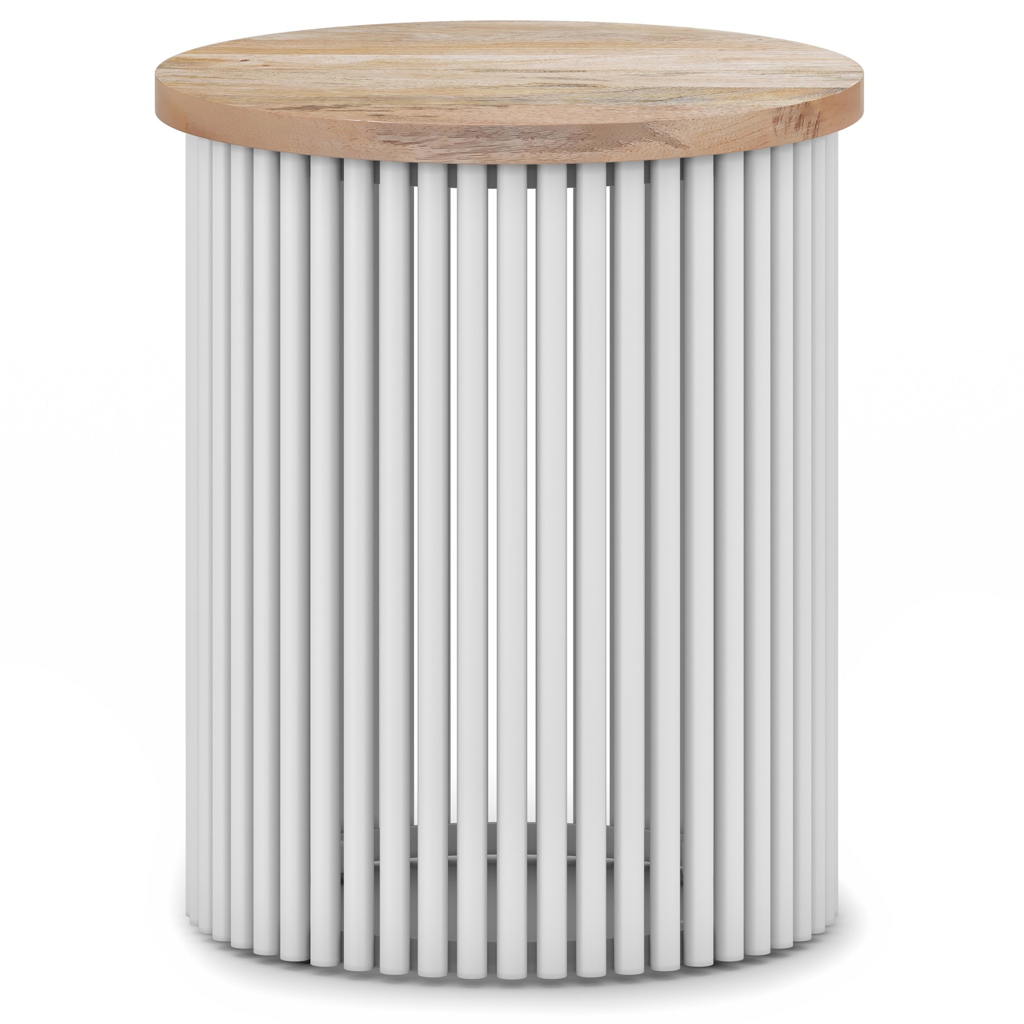 Demy Metal and Wood Accent Table in Natural, White