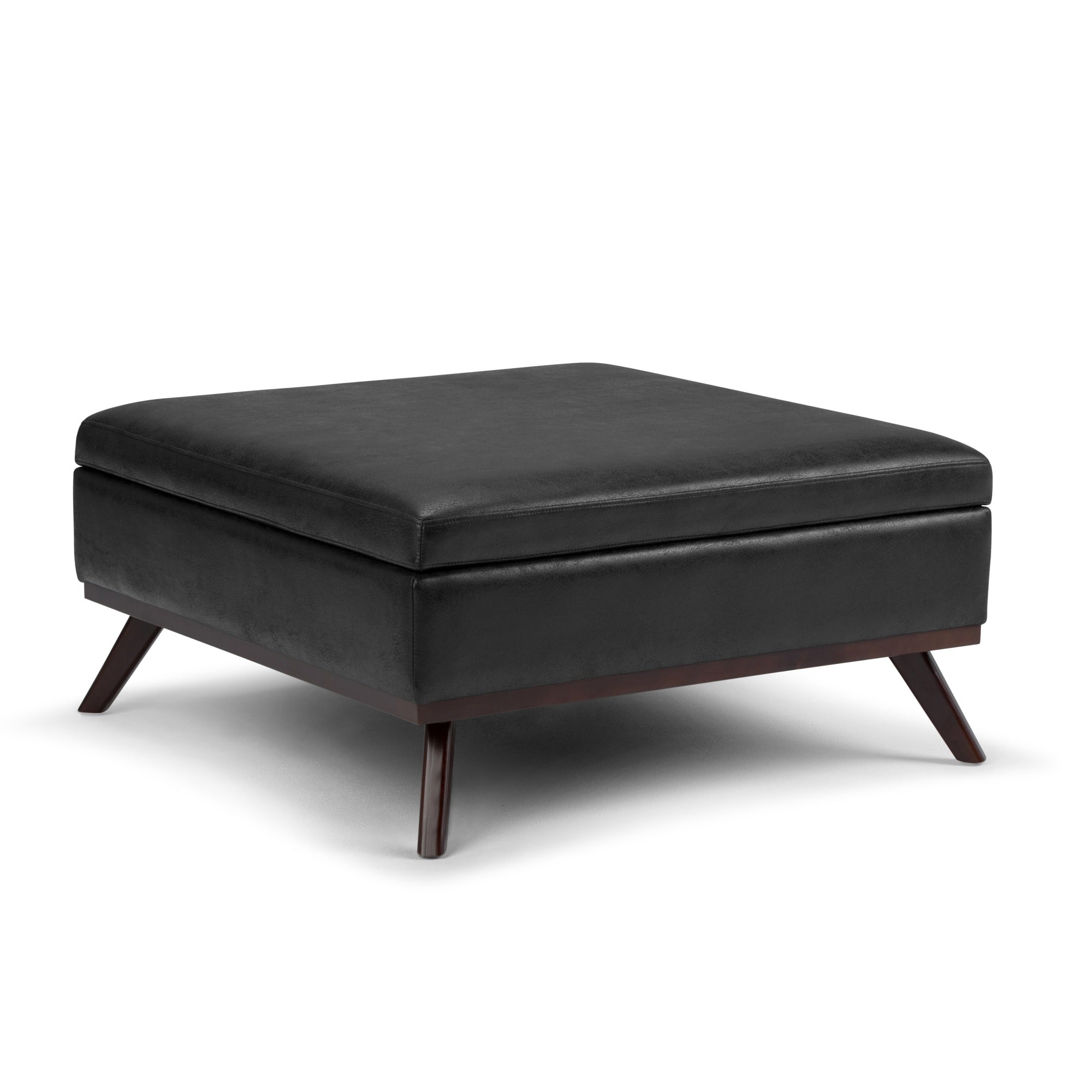 Owen 36 In Wide Square Square Coffee Table Storage Ottoman - Distressed Black -Like New