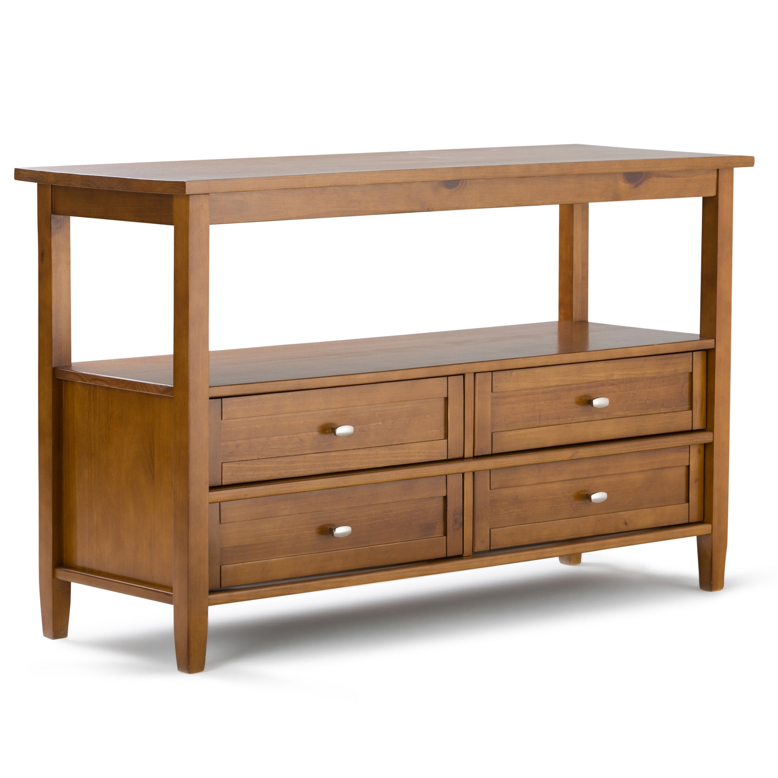 Warm Shaker SOLID WOOD 48 inch Wide Transitional Console Sofa Table in Light Golden Brown