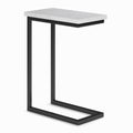 Skyler Industrial 18 inch Wide Metal C Side Table with Marble Top in White, Fully Assembled