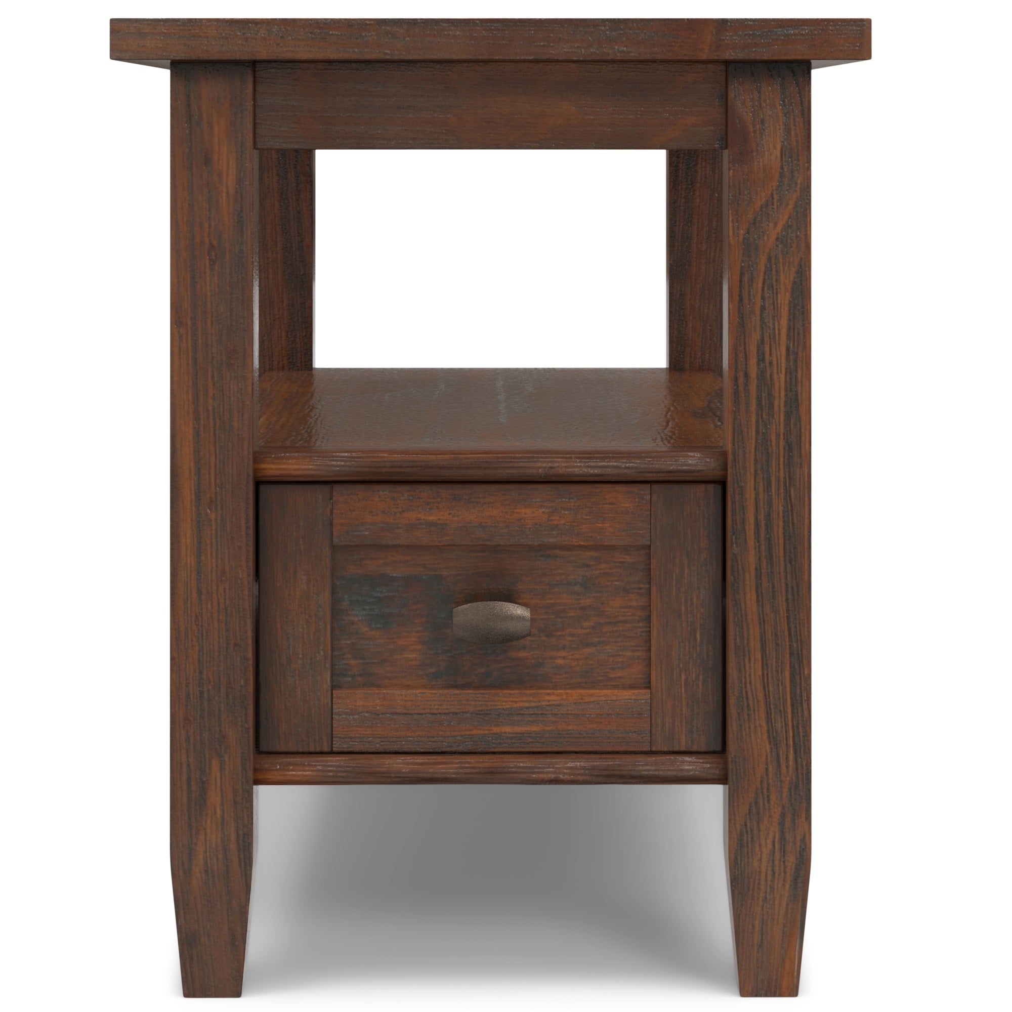 Warm Shaker SOLID WOOD Narrow Side Table in Distressed Charcoal Brown
