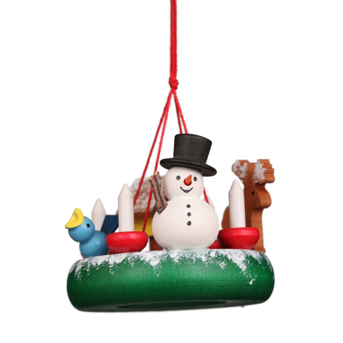 Christian Ulbricht Decorative Wreath With Snowman Ornament - 2" H X 2.25" W X 2.25" D