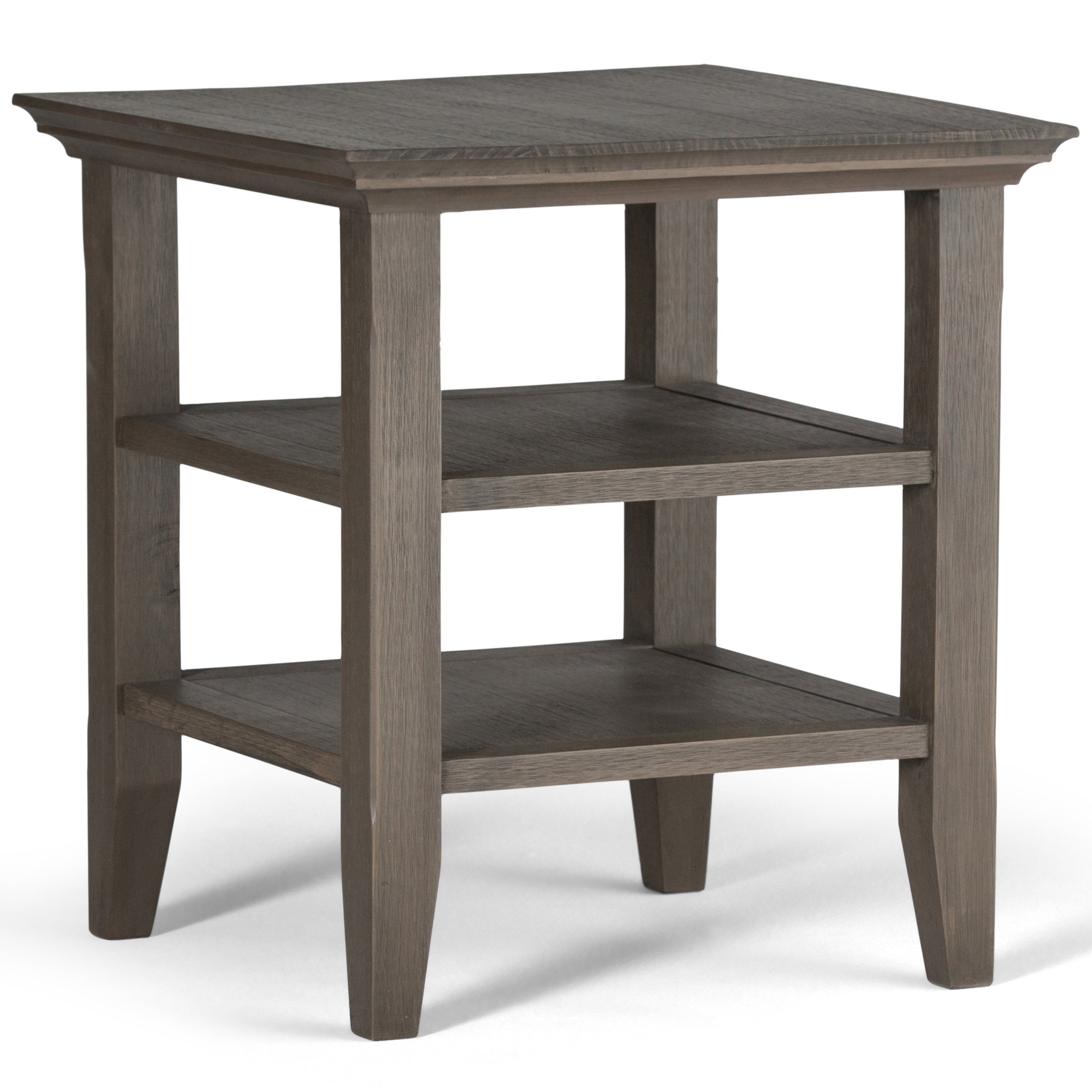 Acadian SOLID WOOD 19 inch Wide Square Transitional End Table in Farmhouse Grey