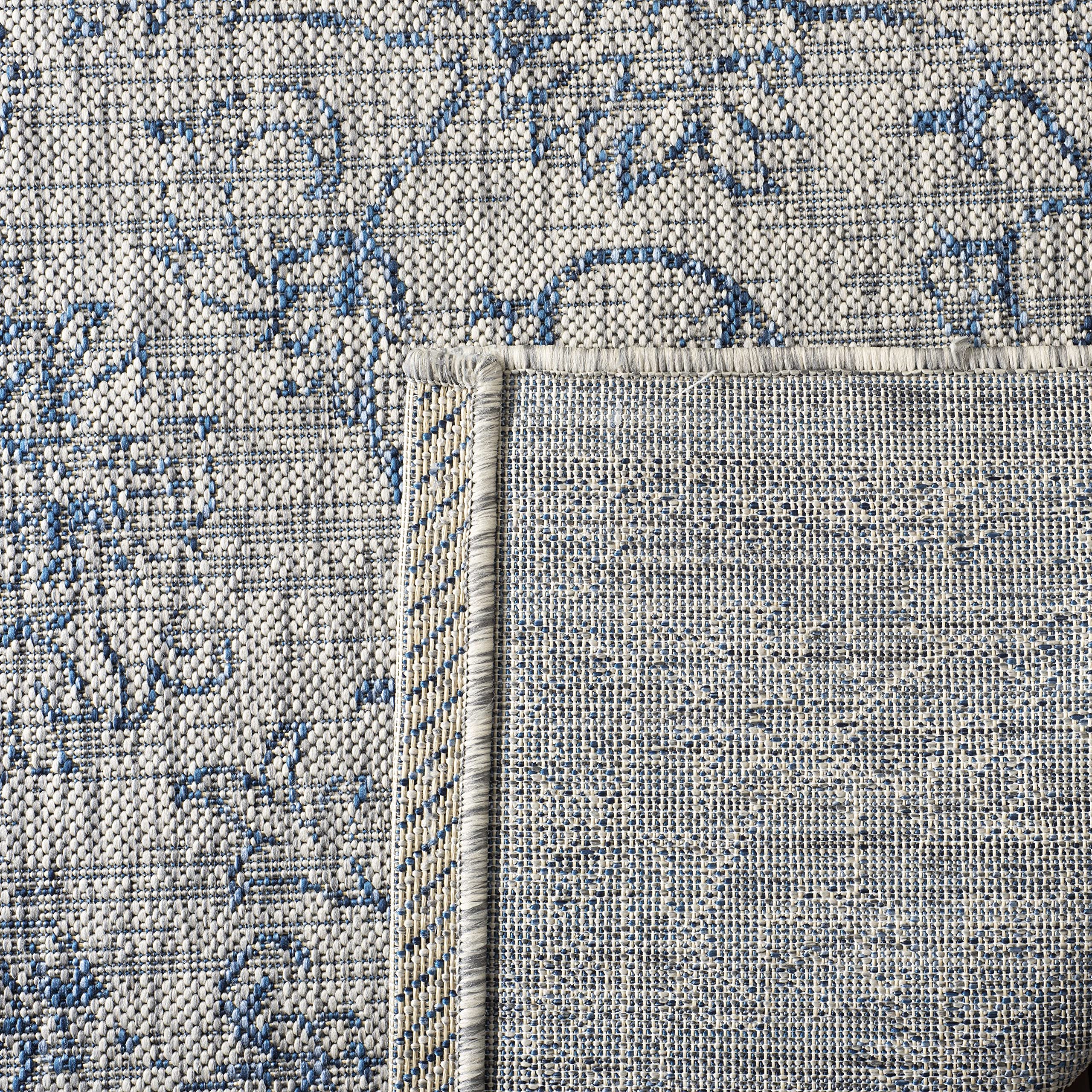 Safavieh Courtyard Collection 2'3' X 6'7' Grey/Navy Cy8680 Indoor/ Outdoor Patio Backyard Mudroom Runner Rug