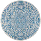 Safavieh Courtyard Collection 3' Round Light Grey/Blue Cy8734 Indoor/Outdoor Non-Shedding Easy Cleaning Patio Backyard Porch Deck Mudroom Area Rug